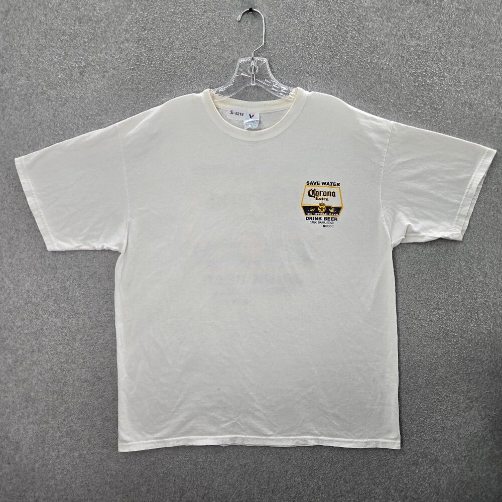 VINTAGE Corona‎ Extra Men Shirt XL White Save Water Drink Beer Graphic Y2K Tee